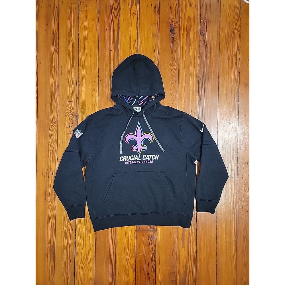 Nike Black New Orleans Saints 2024 NFL Crucial Catch Club Pullover Hoodie Mens L